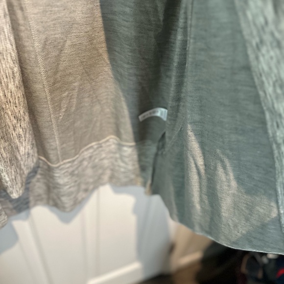 Athleta Size XS Gray Pranayama Wrap Cardigan Collar High Low Hem Back Open Sweat - Picture 4 of 6